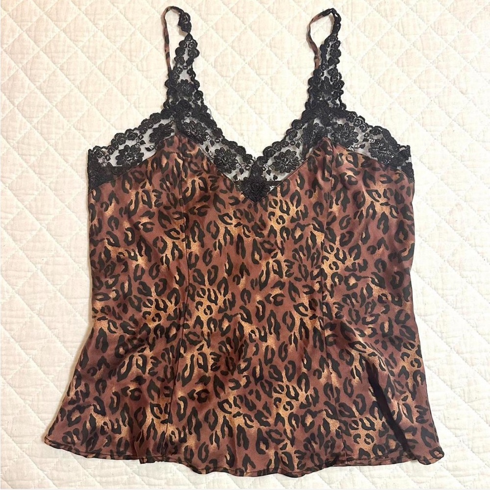 Vintage Silkscreen leopard print lace cami top
